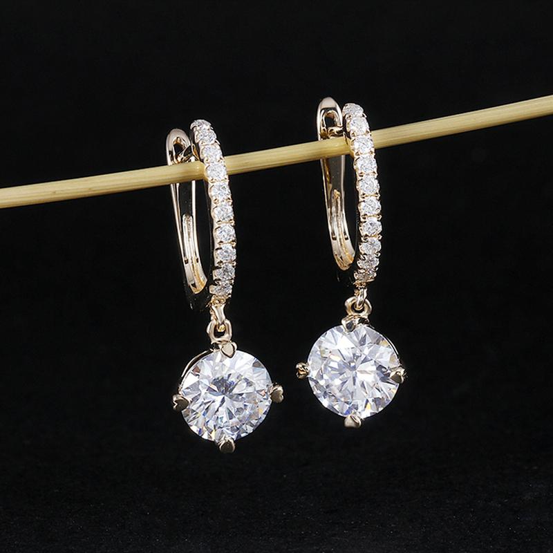 925 Sterling Silver Round Cut Cubic Zirconia Hoop Drop Earrings 3