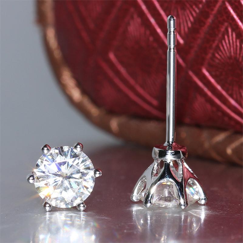 925 Sterling Silver Round Cut Cubic Zirconia Classic Stud Earrings 5