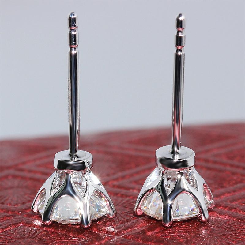 925 Sterling Silver Round Cut Cubic Zirconia Classic Stud Earrings 4