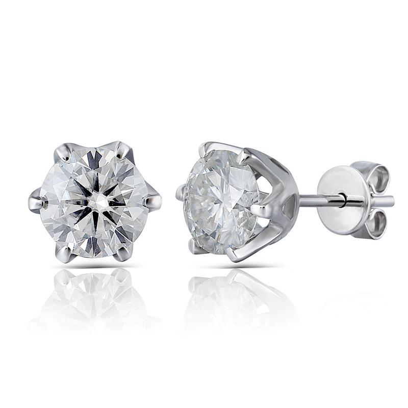 925 Sterling Silver Round Cut Cubic Zirconia Stud Earrings 1