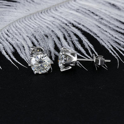 925 Sterling Silver Round Cut Cubic Zirconia Stud Earrings 3