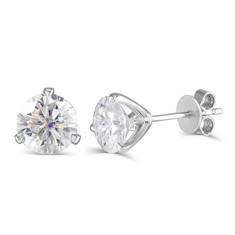 925 Sterling Silver Round Cut Cubic Zirconia Classic Stud Earrings 1