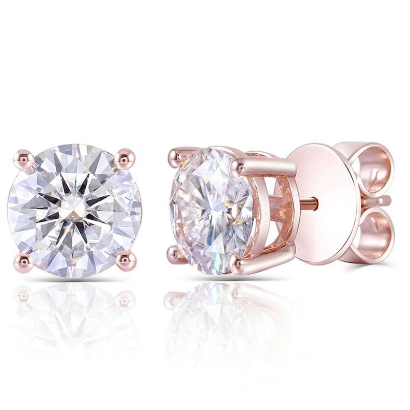 925 Sterling Silver Round Cut Cubic Zirconia Classic Stud Earrings 1