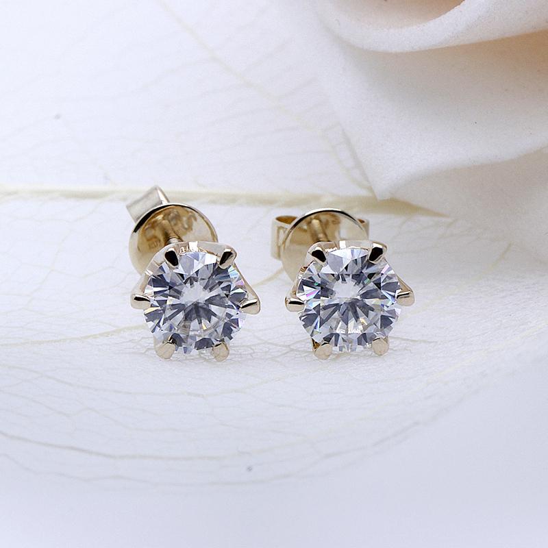 925 Sterling Silver Round Cut Cubic Zirconia Six Prong Setting Stud Earrings 4