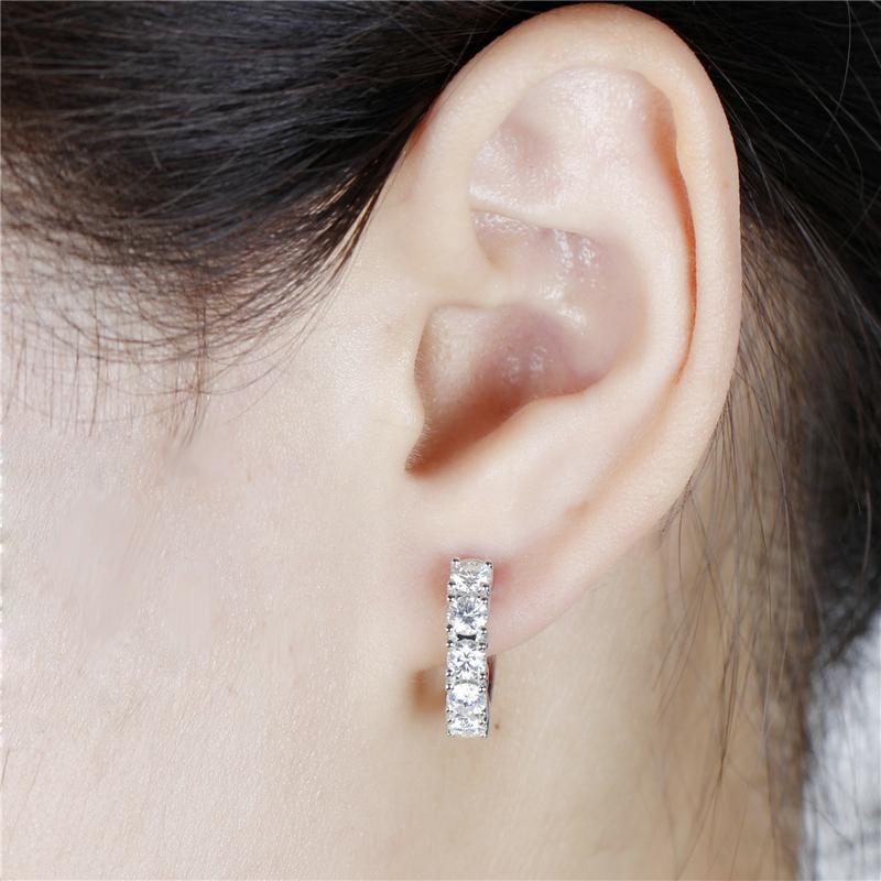 925 Sterling Silver Round Cut Cubic Zirconia Hoop Clip Earrings 6