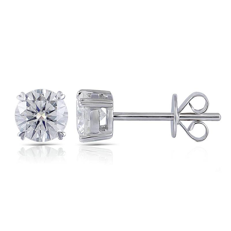 925 Sterling Silver Round Cut Cubic Zirconia Classic Stud Earrings 1