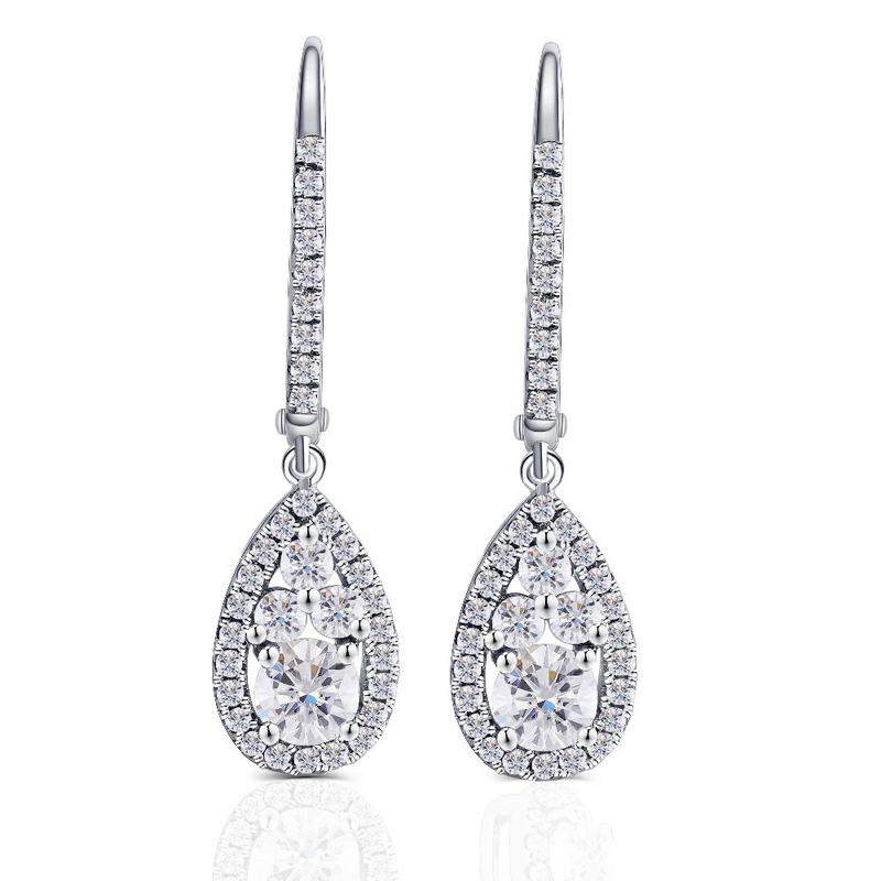 925 Sterling Silver Pear Shaped Cubic Zirconia Drop Earrings 2