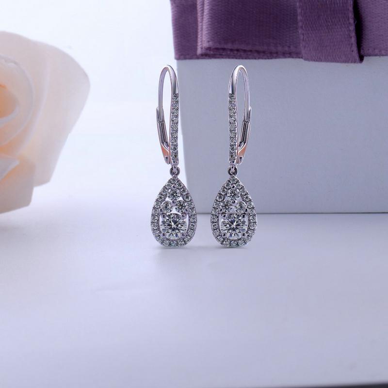 925 Sterling Silver Pear Shaped Cubic Zirconia Drop Earrings 3