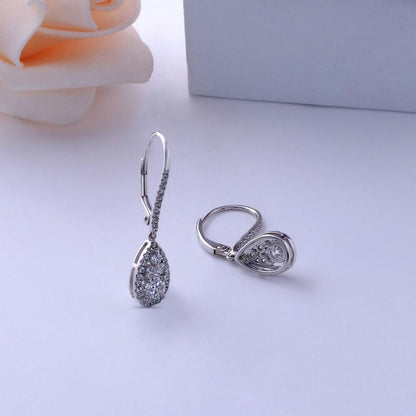 925 Sterling Silver Pear Shaped Cubic Zirconia Drop Earrings 5