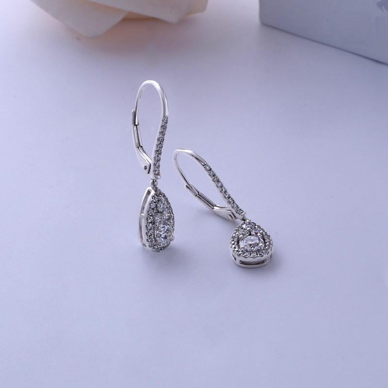 925 Sterling Silver Pear Shaped Cubic Zirconia Drop Earrings 4