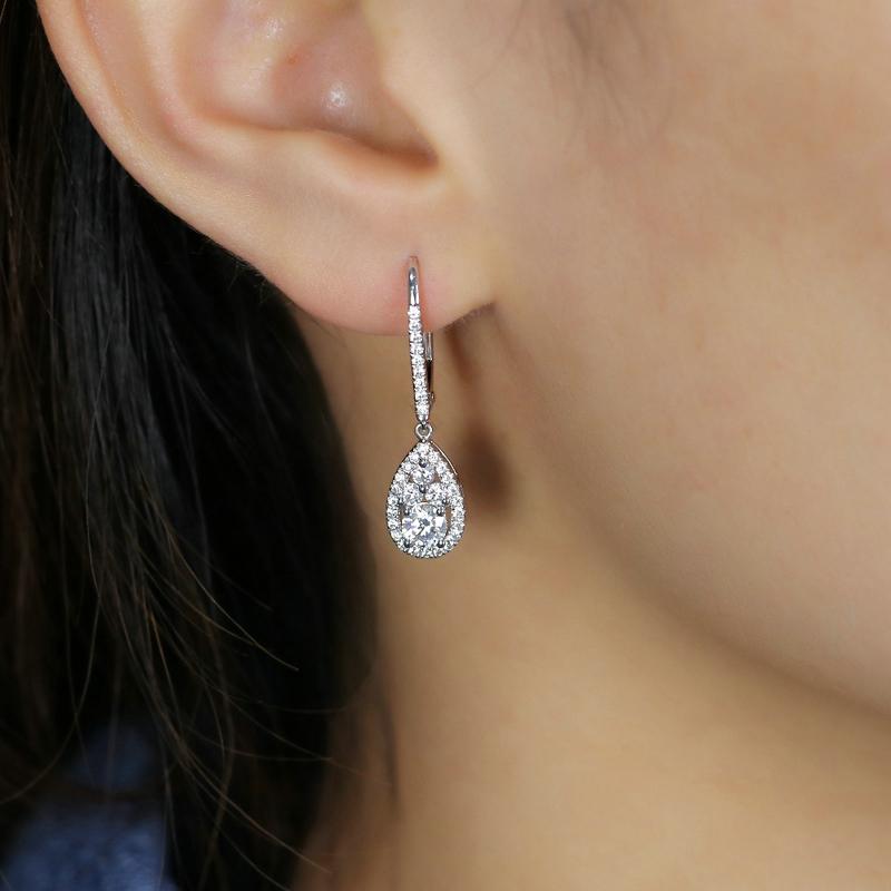 925 Sterling Silver Pear Shaped Cubic Zirconia Drop Earrings 6