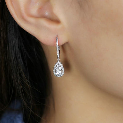 925 Sterling Silver Pear Shaped Cubic Zirconia Drop Earrings 6