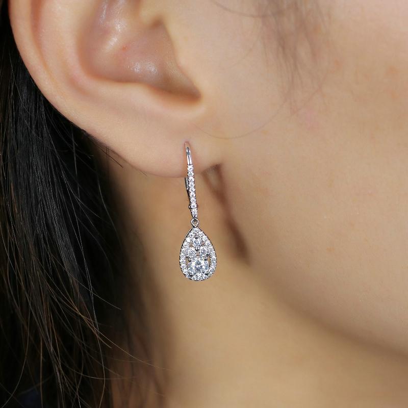 925 Sterling Silver Pear Shaped Cubic Zirconia Drop Earrings 7