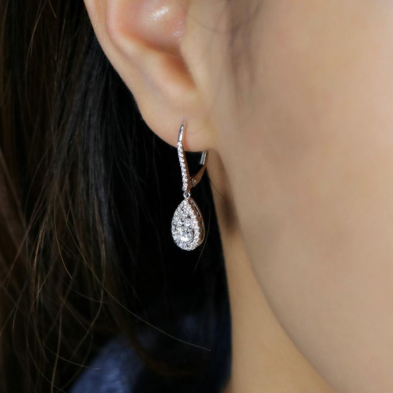 925 Sterling Silver Pear Shaped Cubic Zirconia Drop Earrings 8