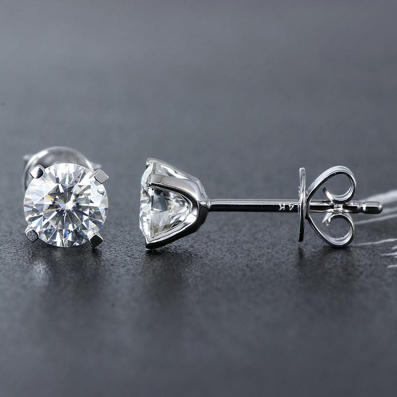 925 Sterling Silver Round Cut Cubic Zirconia Simple Stud Earrings 3