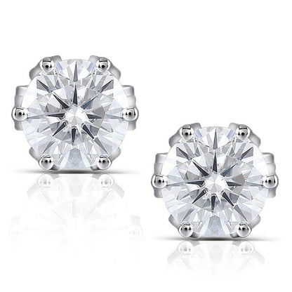 925 Sterling Silver Round Cut Cubic Zirconia Stud Earrings 1