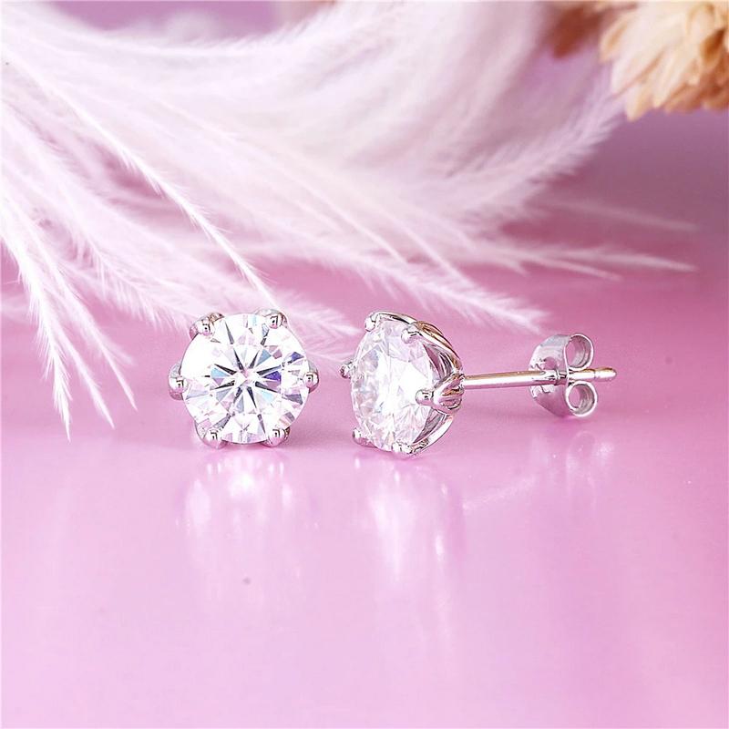 925 Sterling Silver Round Cut Cubic Zirconia Stud Earrings 4