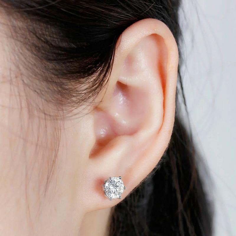 925 Sterling Silver Round Cut Cubic Zirconia Stud Earrings 5