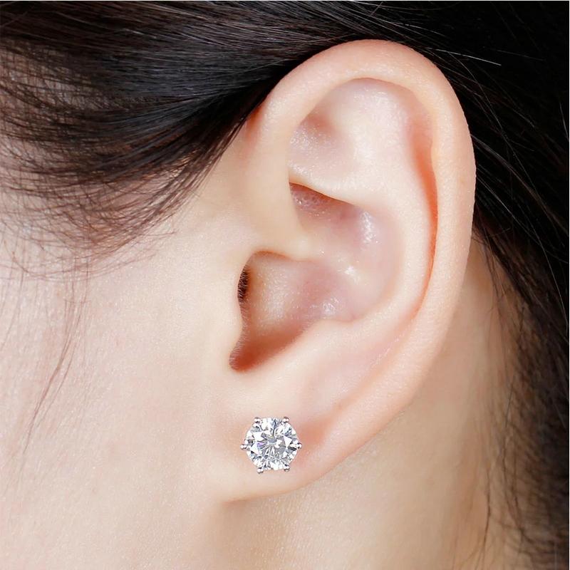 925 Sterling Silver Round Cut Cubic Zirconia Stud Earrings 6