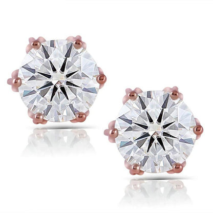 925 Sterling Silver Round Cut Cubic Zirconia Classic Lotus Shaped Stud Earrings 1