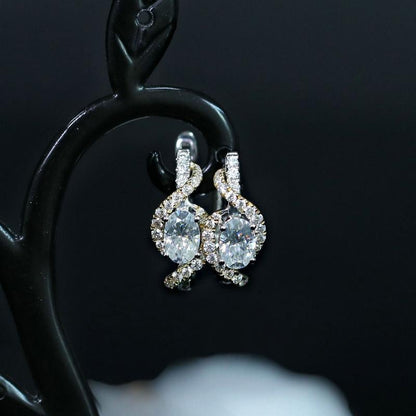 925 Sterling Silver Oval Cut Cubic Zirconia Unique Clip Earrings 2