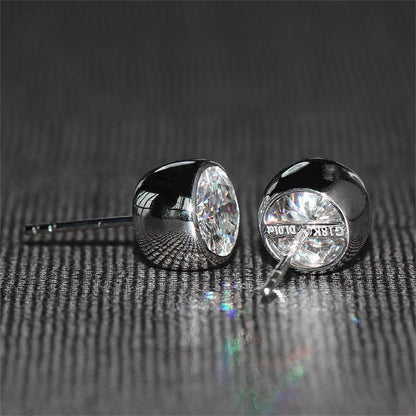 925 Sterling Silver Round Cut Cubic Zirconia Simple Stud Earrings 4