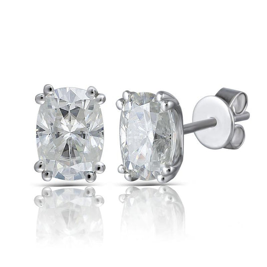 925 Sterling Silver Cushion Cut Cubic Zirconia Simple Stud Earrings 1