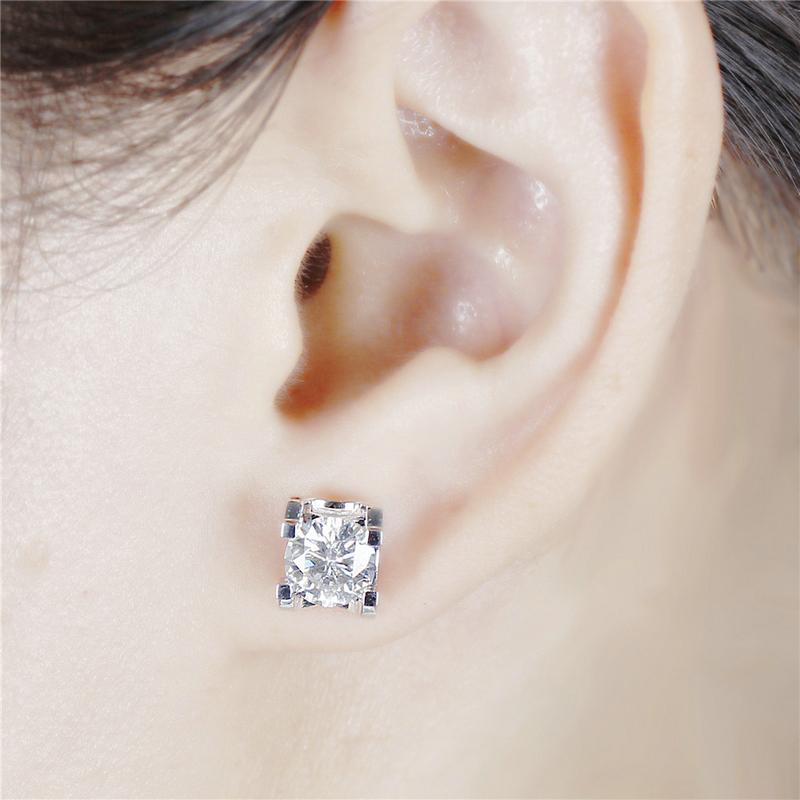 925 Sterling Silver Round Cut Cubic Zirconia Classic Stud Earrings 3