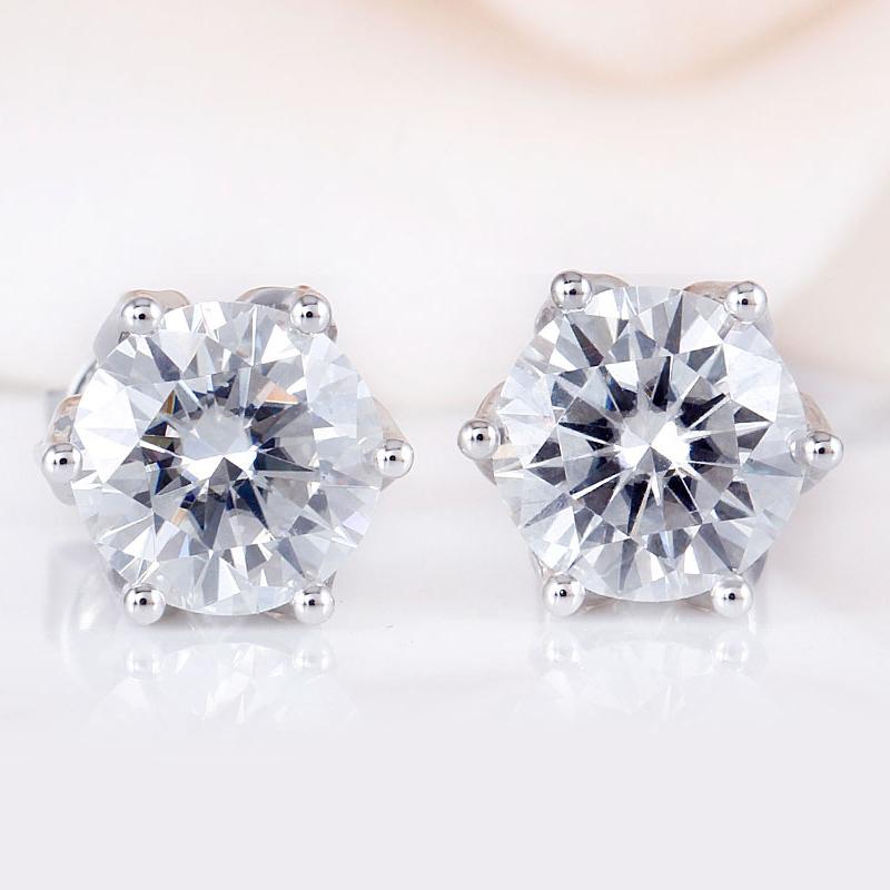 925 Sterling Silver Round Cut Cubic Zirconia Lotus Shaped Stud Earrings 2