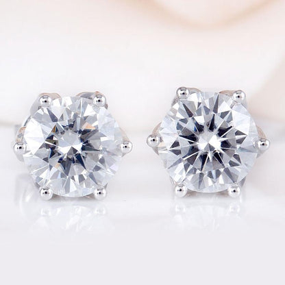 925 Sterling Silver Round Cut Cubic Zirconia Lotus Shaped Stud Earrings 2