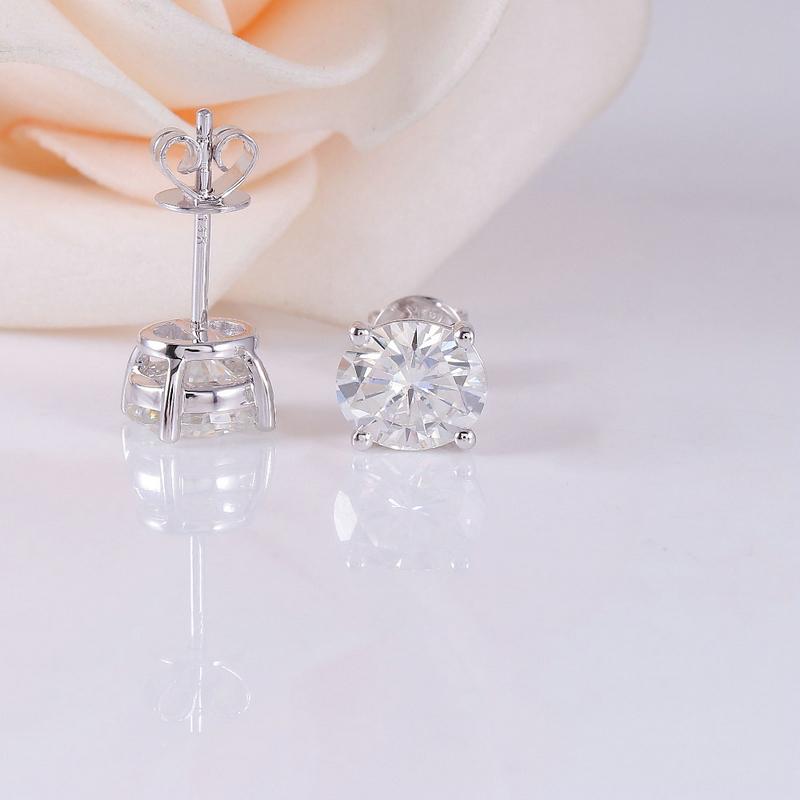 925 Sterling Silver Round Cut Cubic Zirconia Stud Earrings 2