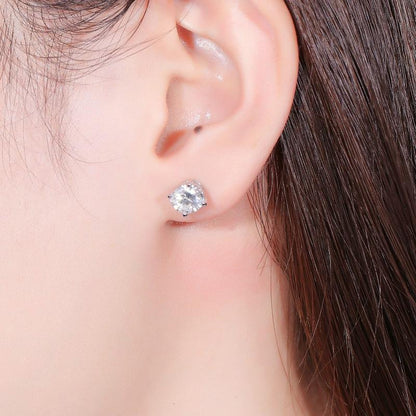 925 Sterling Silver Round Cut Cubic Zirconia Stud Earrings 5