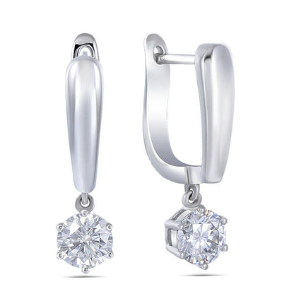 925 Sterling Silver Round Cut Cubic Zirconia Drop Earrings 1