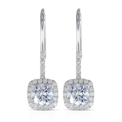 925 Sterling Silver Cushion Cut Cubic Zirconia Drop Hook Earrings 1