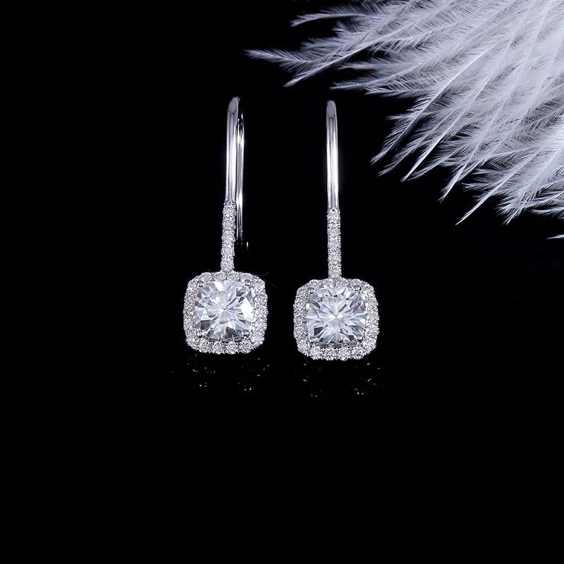 925 Sterling Silver Cushion Cut Cubic Zirconia Drop Hook Earrings 2