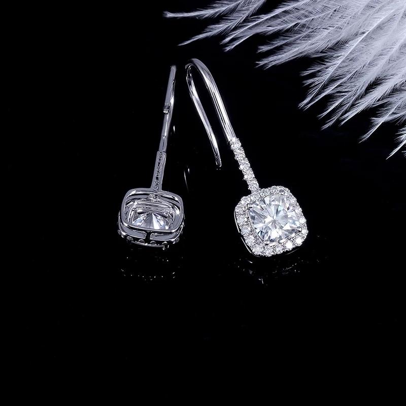 925 Sterling Silver Cushion Cut Cubic Zirconia Drop Hook Earrings 4