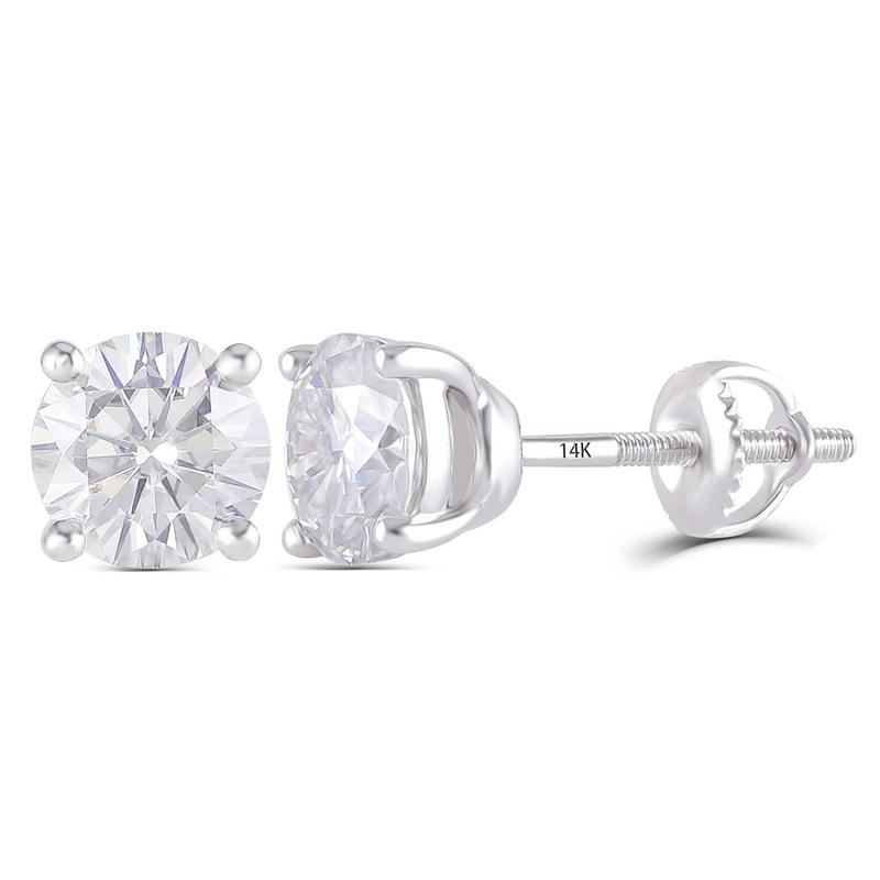 925 Sterling Silver Round Cut Cubic Zirconia Simple Stud Earrings 1