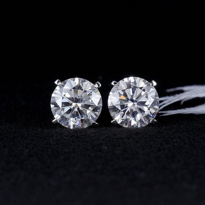 925 Sterling Silver Round Cut Cubic Zirconia Simple Stud Earrings 3