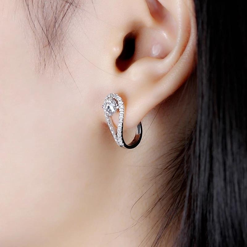 925 Sterling Silver Round Cut Cubic Zirconia Clip Earrings 6