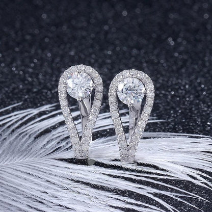 925 Sterling Silver Round Cut Cubic Zirconia Clip Earrings 2