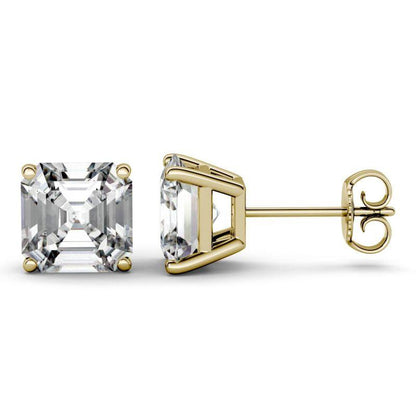 925 Sterling Sliver Asscher Cut Cubic Zirconia Four Prong Stud Earrings 1