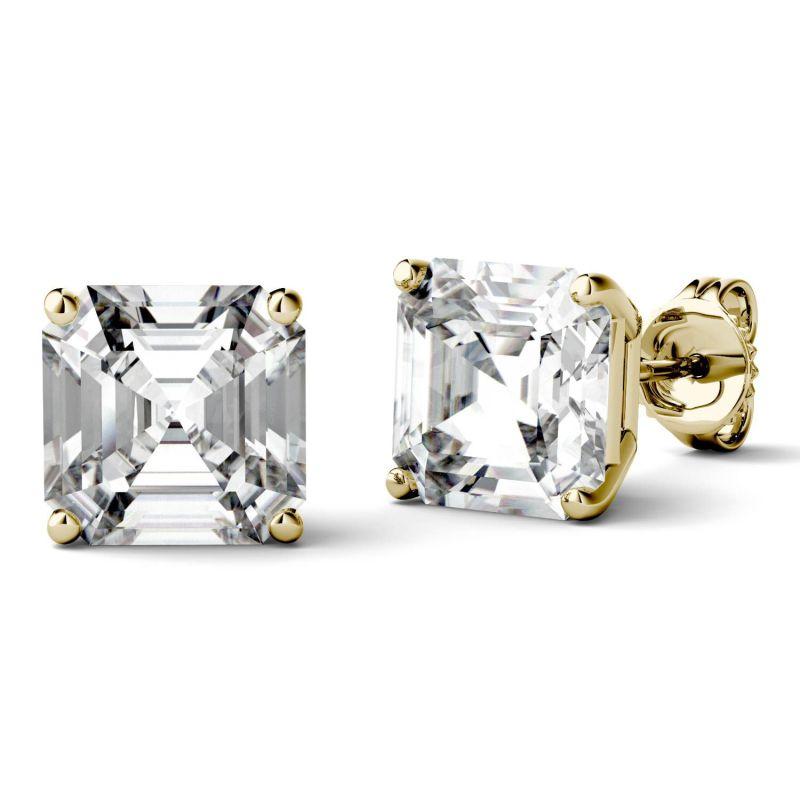 925 Sterling Sliver Asscher Cut Cubic Zirconia Four Prong Stud Earrings 3