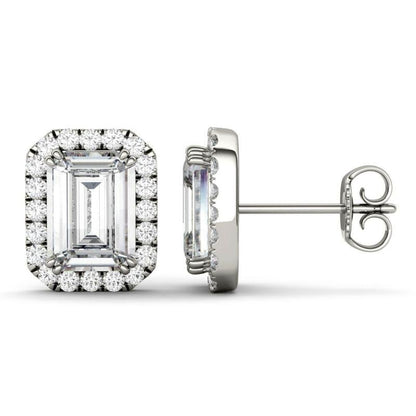 925 Sterling Sliver Cubic Zirconia Emerald Cut Halo Stud Earrings 1