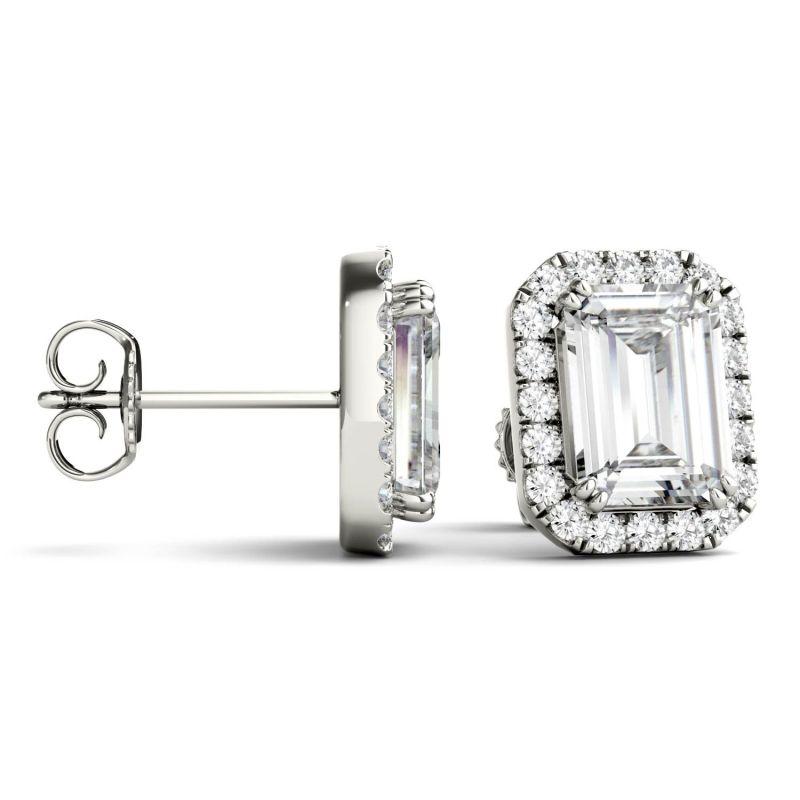 925 Sterling Sliver Cubic Zirconia Emerald Cut Halo Stud Earrings 4