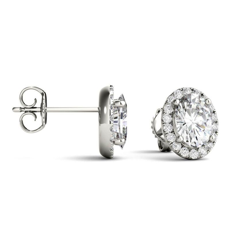 925 Sterling Sliver Oval Cut Cubic Zirconia Halo Stud Earrings 3