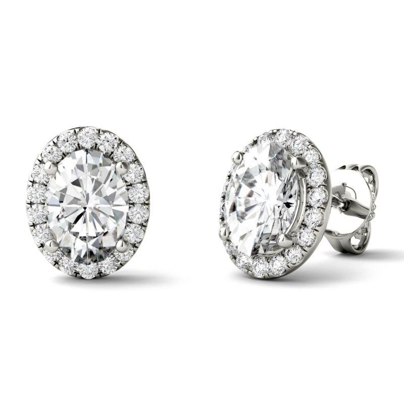 925 Sterling Sliver Oval Cut Cubic Zirconia Halo Stud Earrings 4