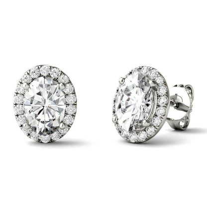 925 Sterling Sliver Oval Cut Cubic Zirconia Halo Stud Earrings 4