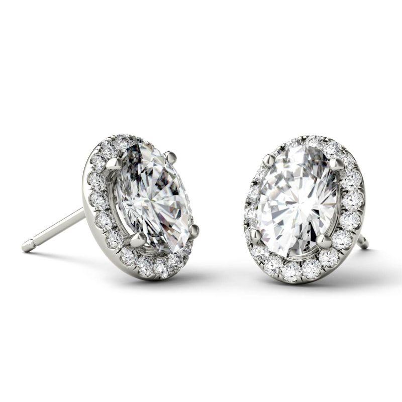 925 Sterling Sliver Oval Cut Cubic Zirconia Halo Stud Earrings 5