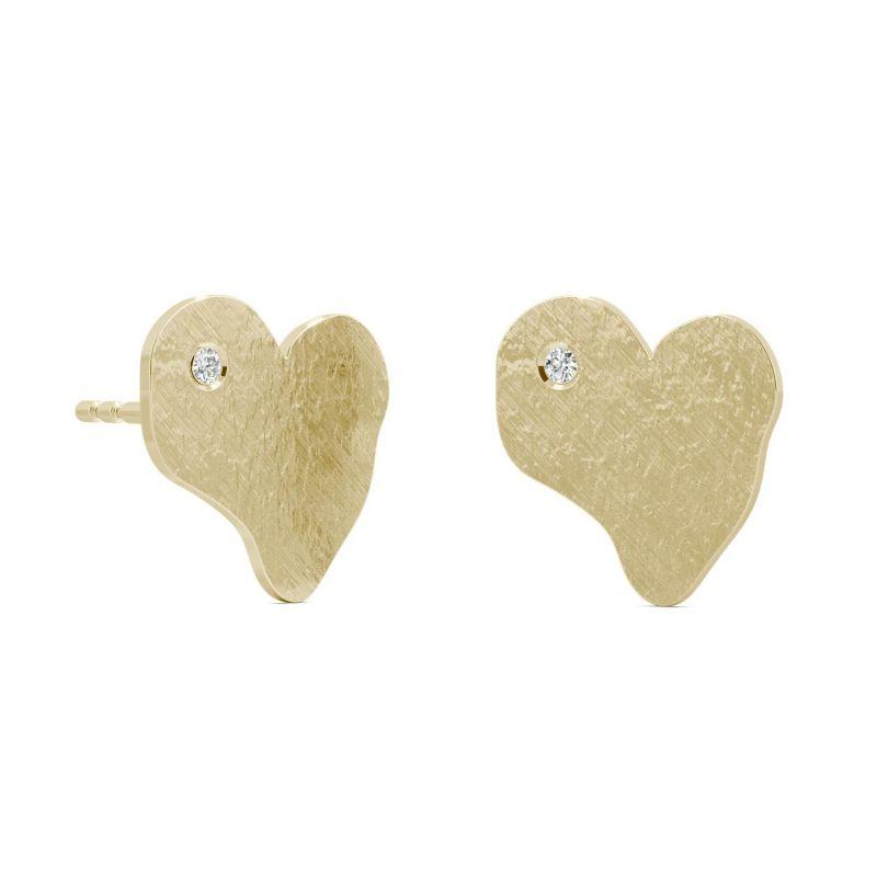 925 Sterling Silver Forever Cubic Zirconia Hammered Heart Stud Earrings 3