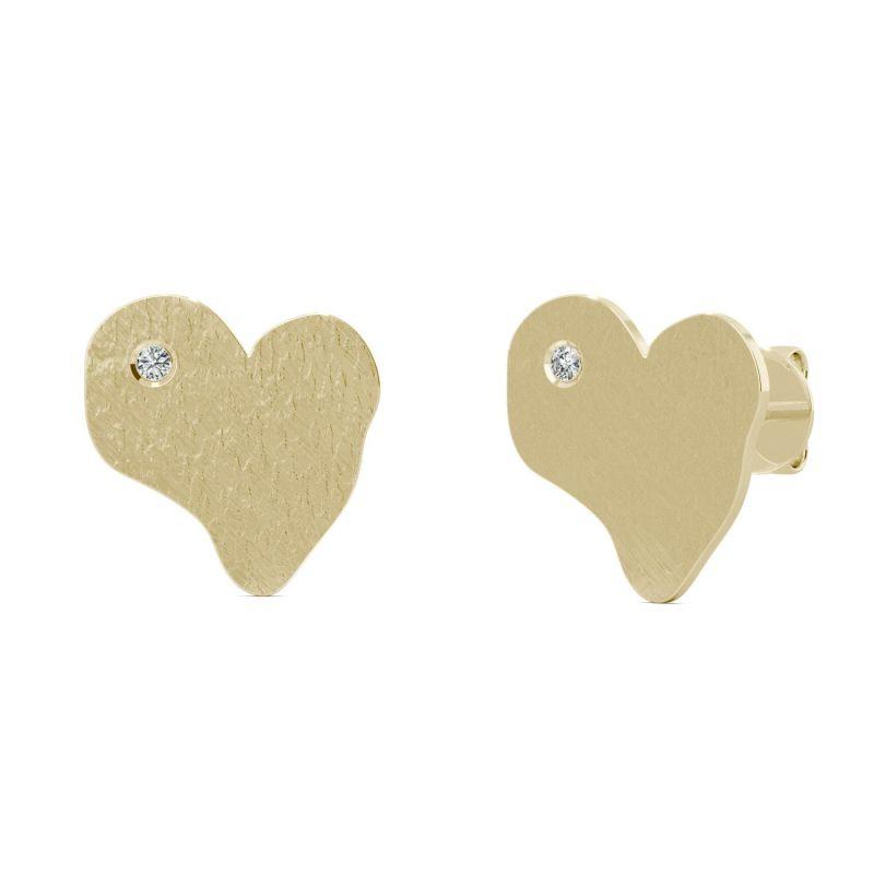 925 Sterling Silver Forever Cubic Zirconia Hammered Heart Stud Earrings 4